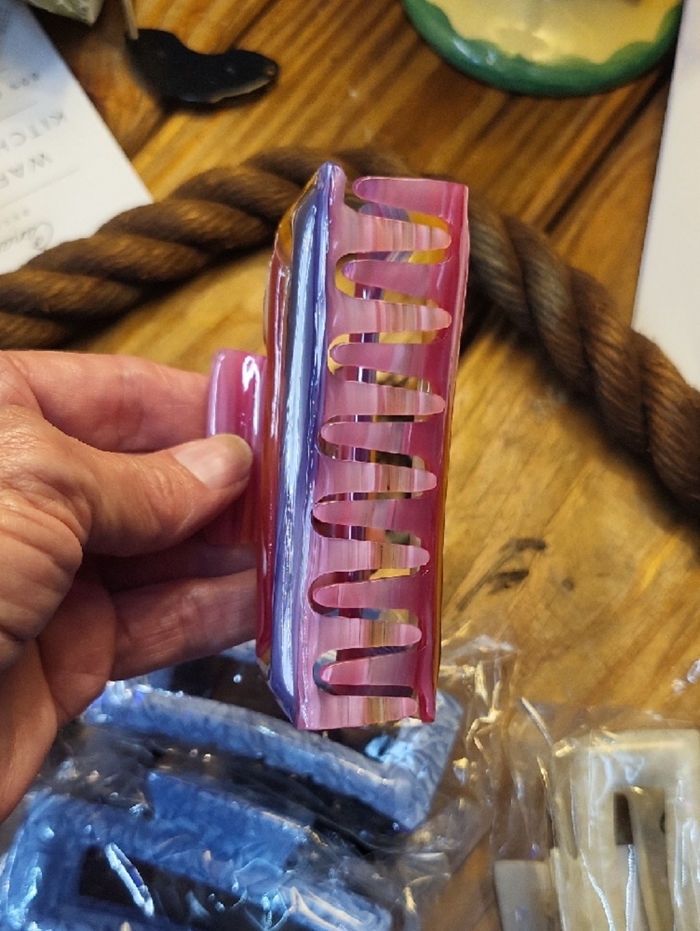 Hair Claw Clip Pack - Pink, Blue, Cream & Patterned - Picture 3 of 4